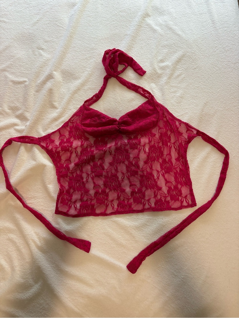 Amazon Women's Lace Halter Bandeau Top in Fuchsia